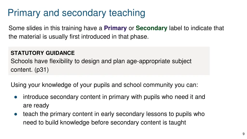 primary and secondary teaching