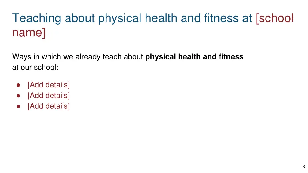 teaching about physical health and fitness