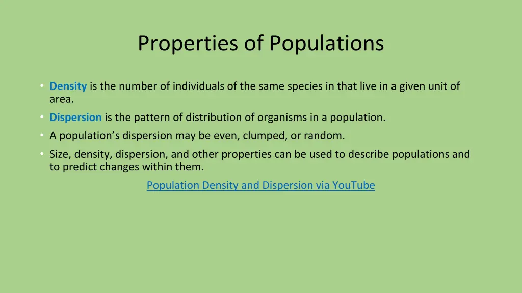 properties of populations