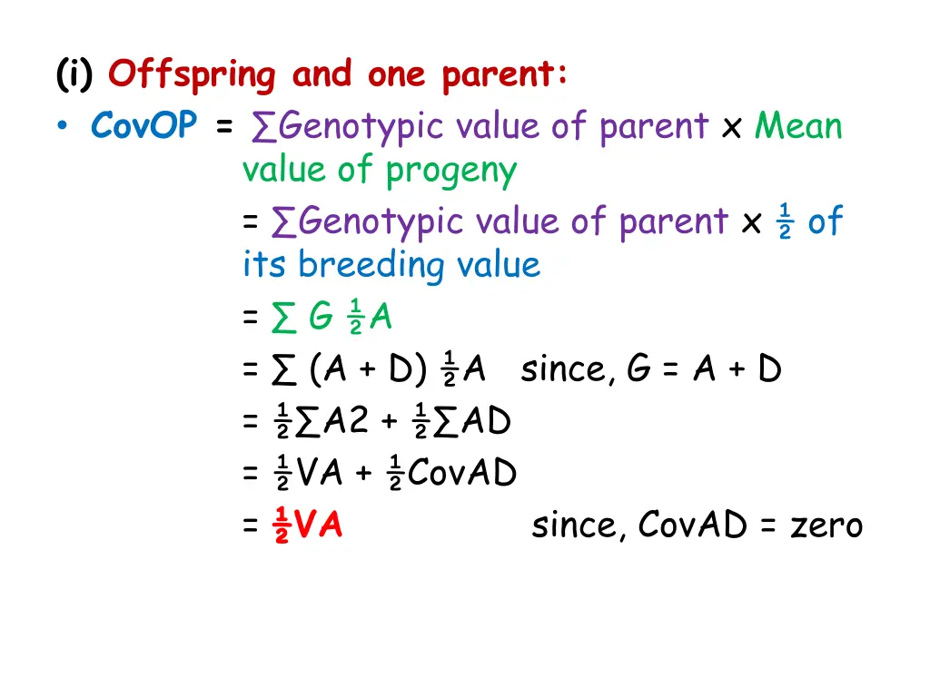 i offspring and one parent covop genotypic value