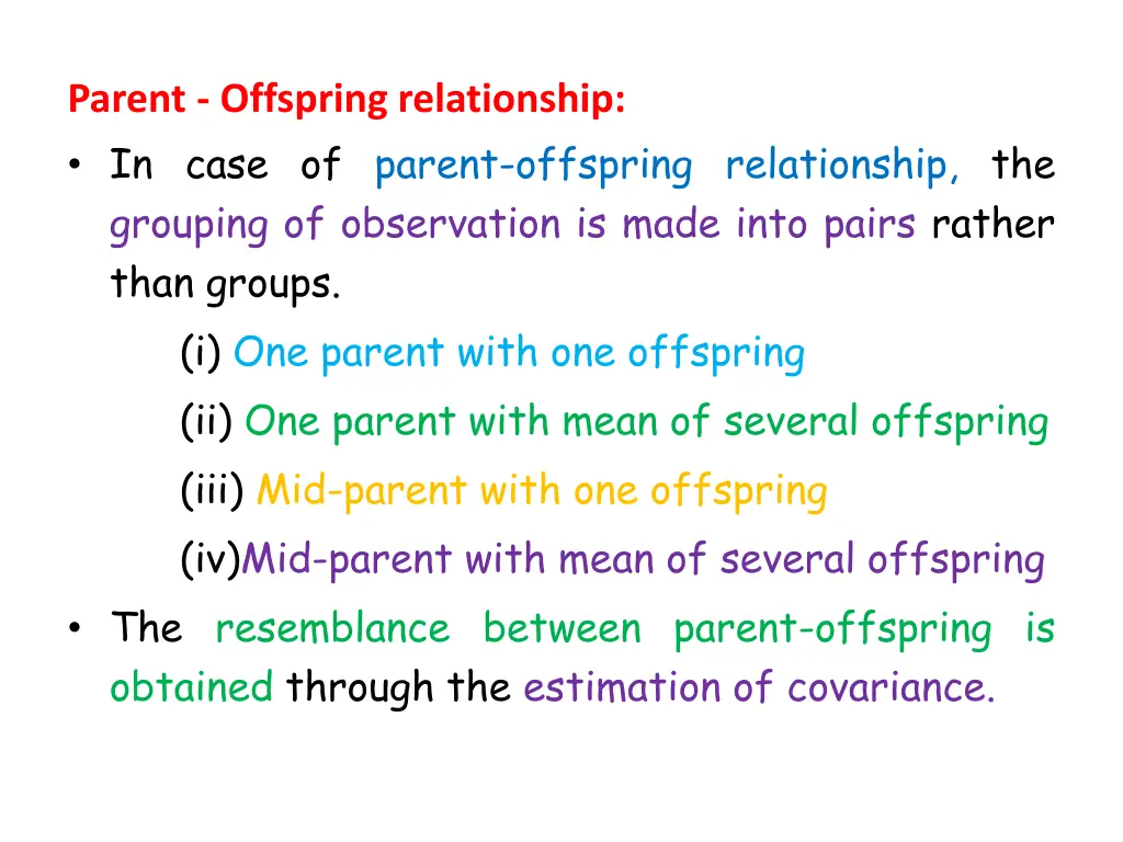 parent offspring relationship in case of parent