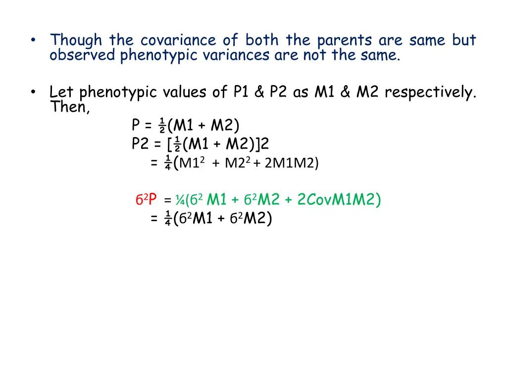 though the covariance of both the parents