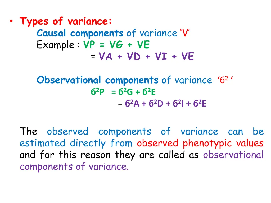 types of variance causal components of variance