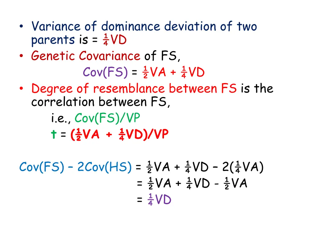 variance of dominance deviation of two parents