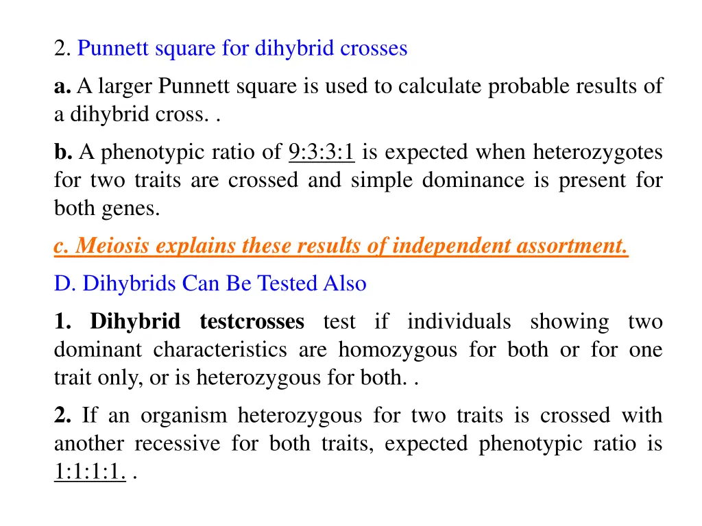 2 punnett square for dihybrid crosses a a larger