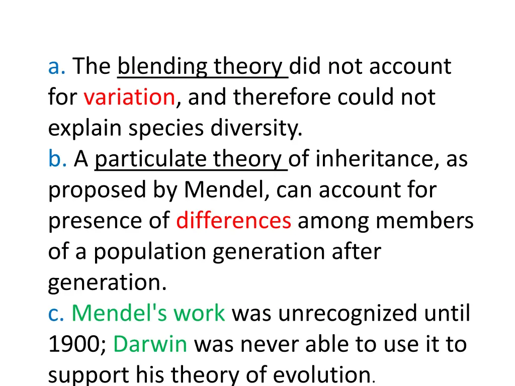 a the blending theory did not account