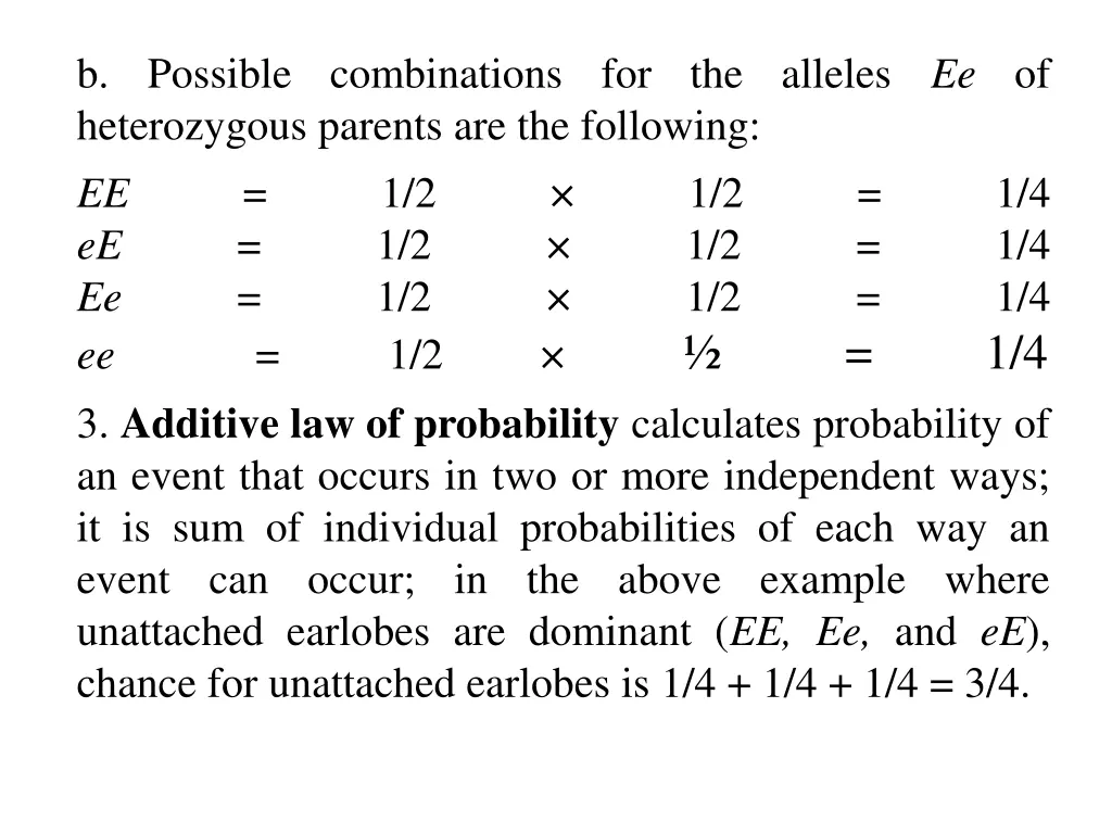 b possible combinations for the alleles