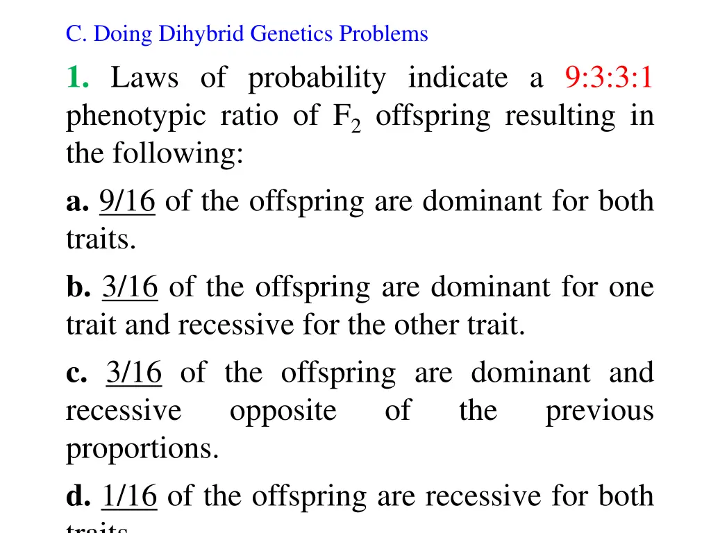 c doing dihybrid genetics problems 1 laws