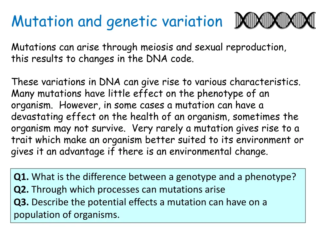 mutation and genetic variation