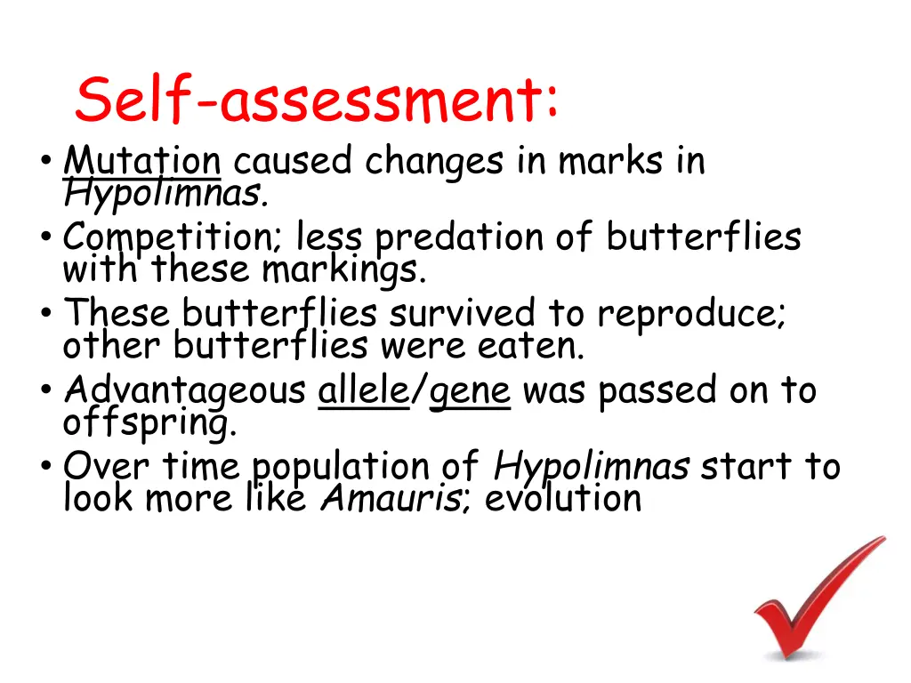 self assessment mutation caused changes in marks