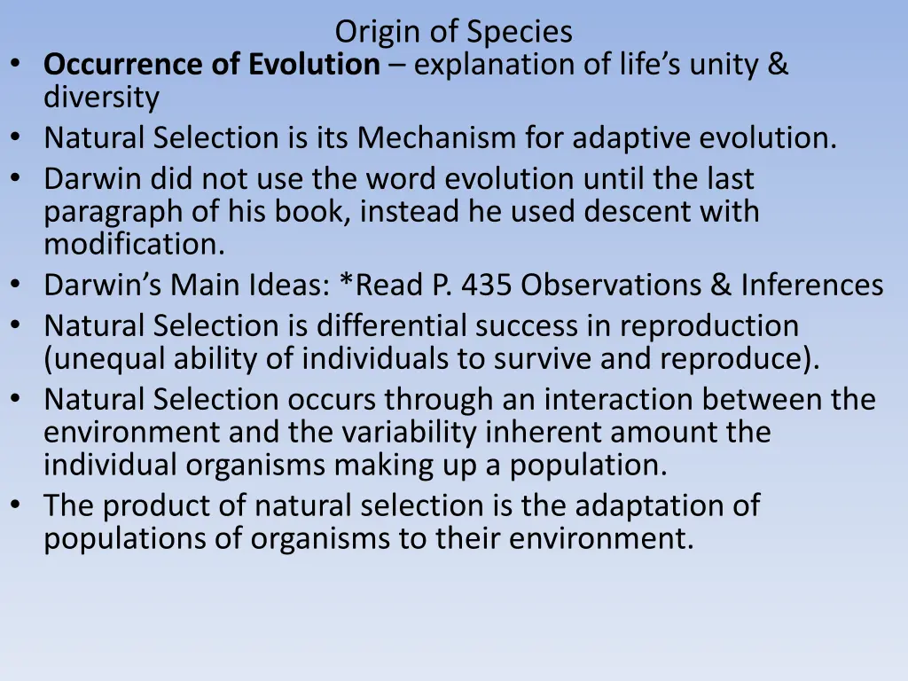 origin of species