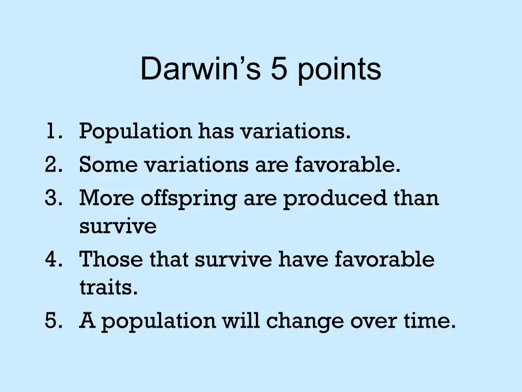 darwin s 5 points