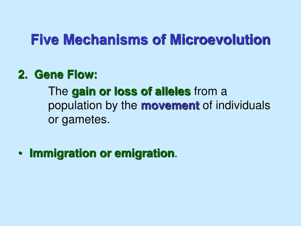 five mechanisms of microevolution 1