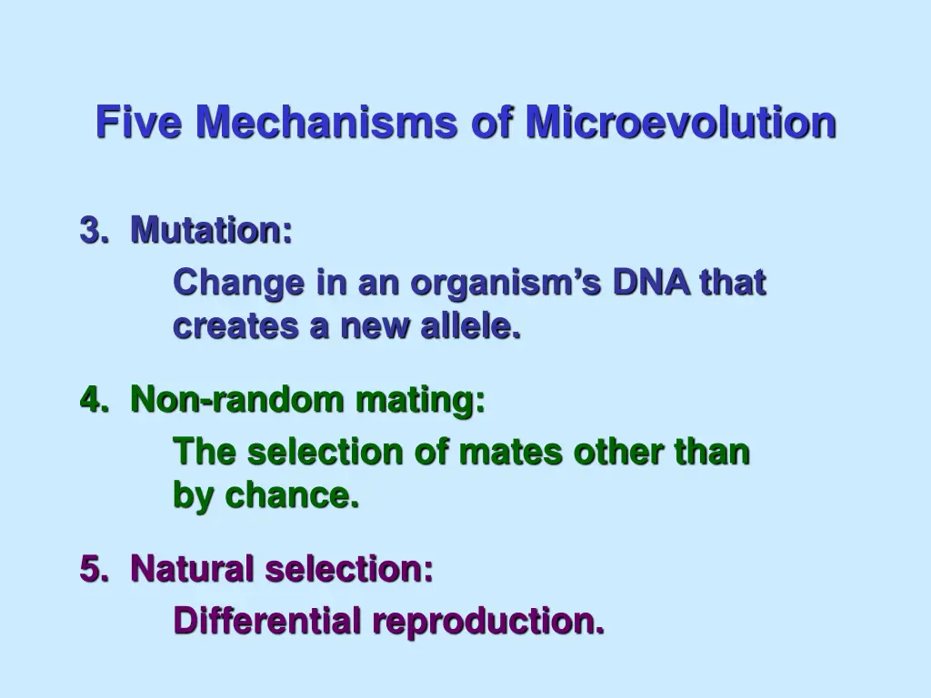 five mechanisms of microevolution 2