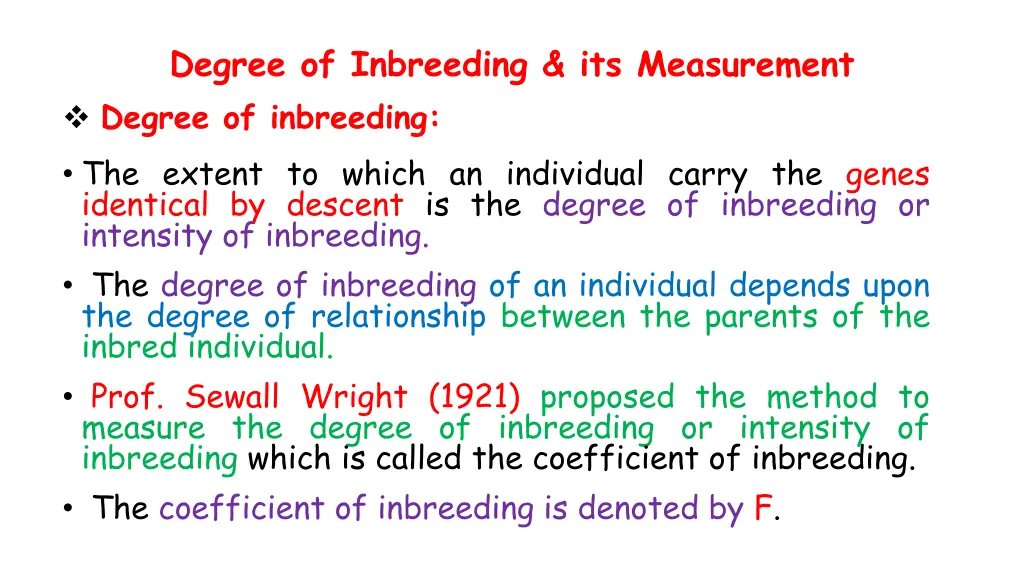 degree of inbreeding its measurement degree