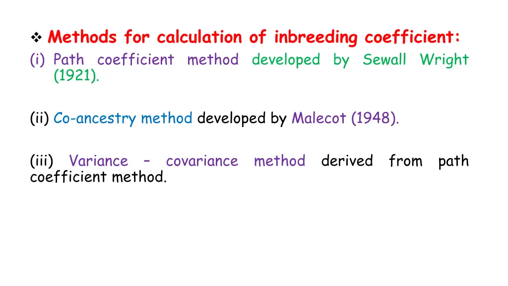 methods for calculation of inbreeding coefficient