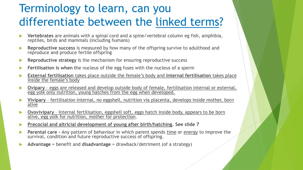 terminology to learn can you differentiate