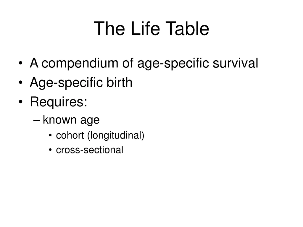 the life table