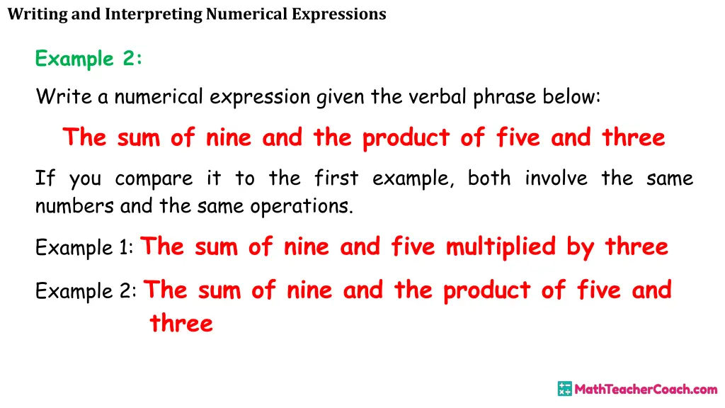 writing and interpreting numerical expressions 11