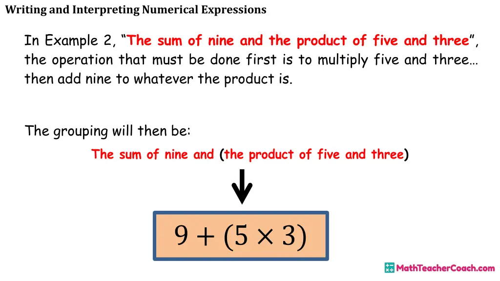 writing and interpreting numerical expressions 13