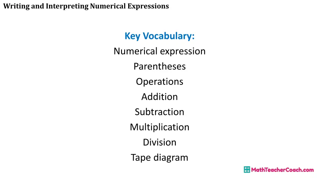 writing and interpreting numerical expressions 2