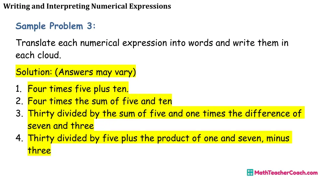 writing and interpreting numerical expressions 24