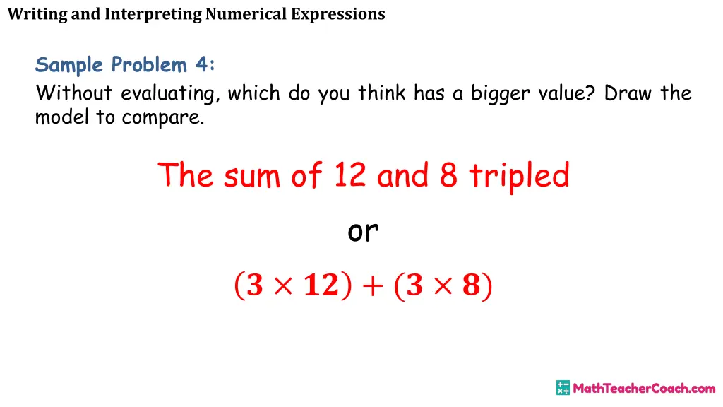 writing and interpreting numerical expressions 28