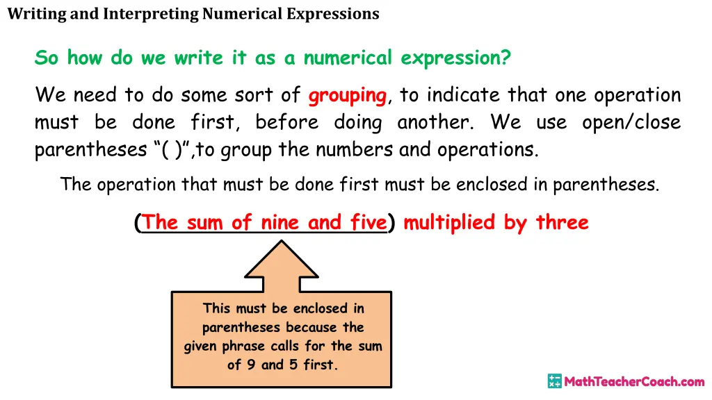 writing and interpreting numerical expressions 9