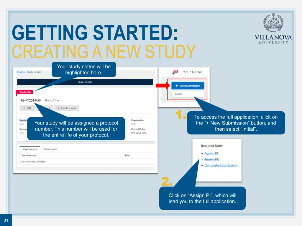 getting started creating a new study your study