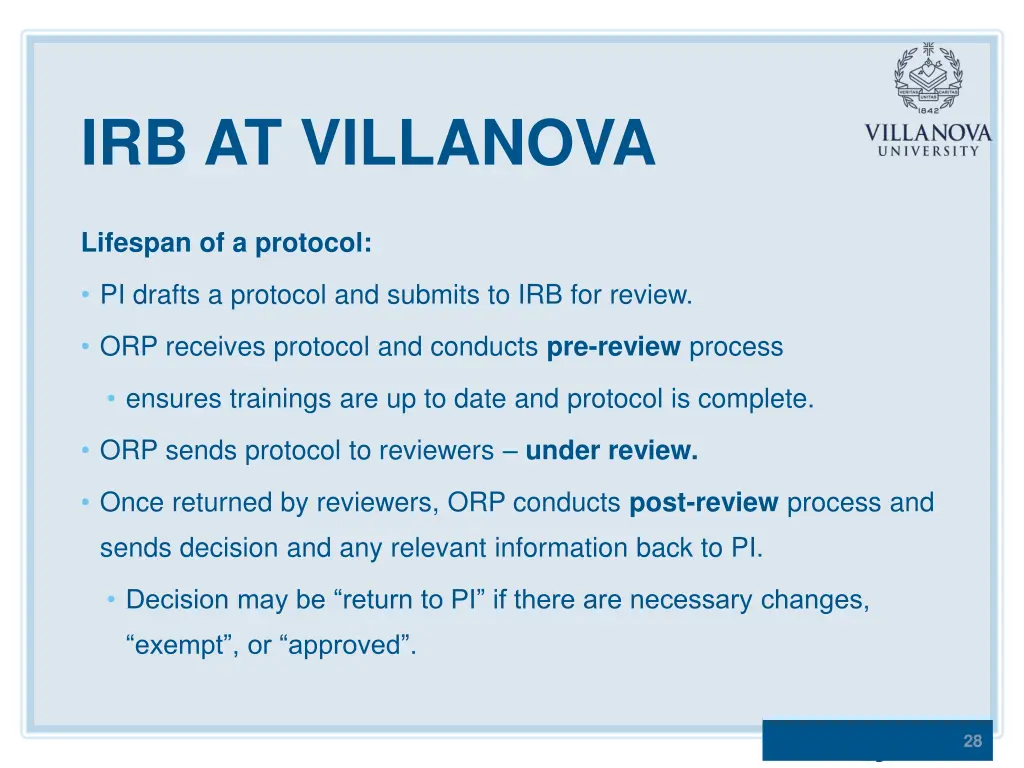 irb at villanova 1