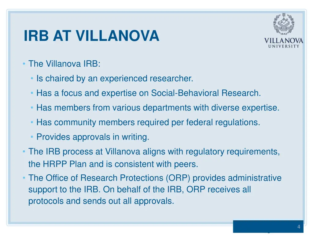 irb at villanova