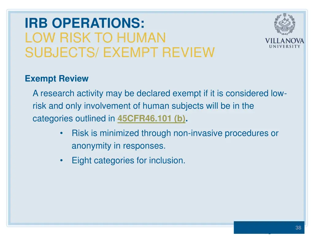 irb operations low risk to human subjects exempt