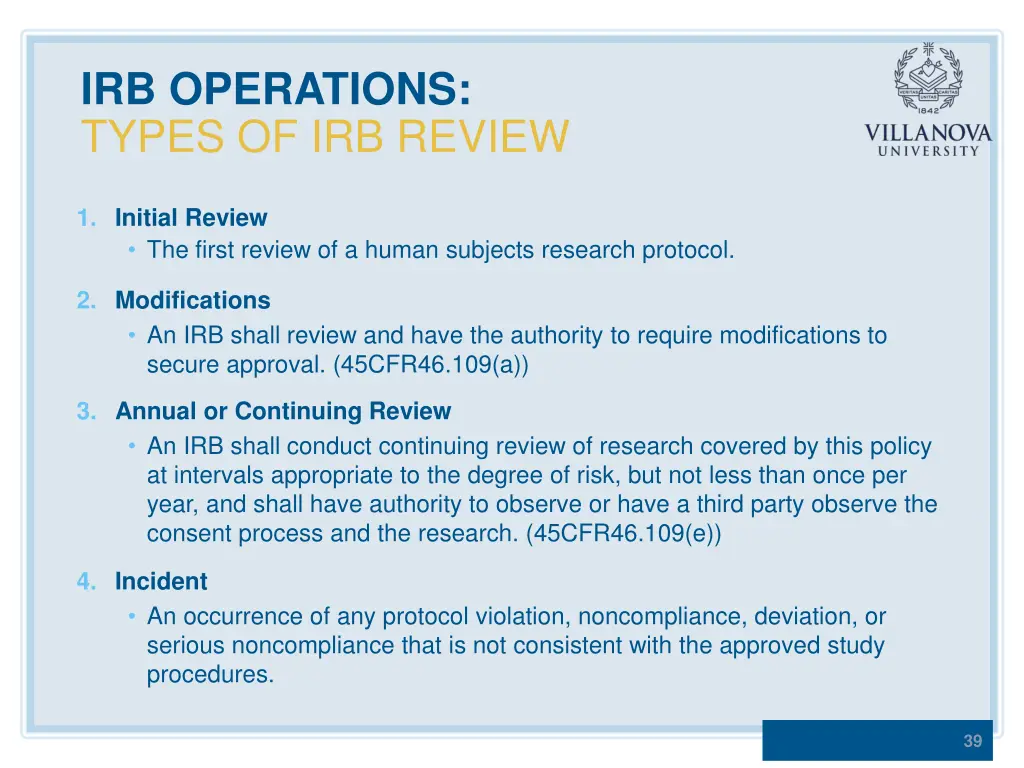 irb operations types of irb review