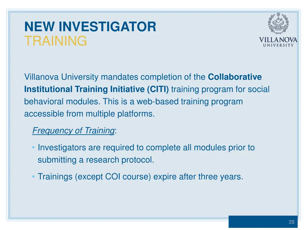 new investigator training