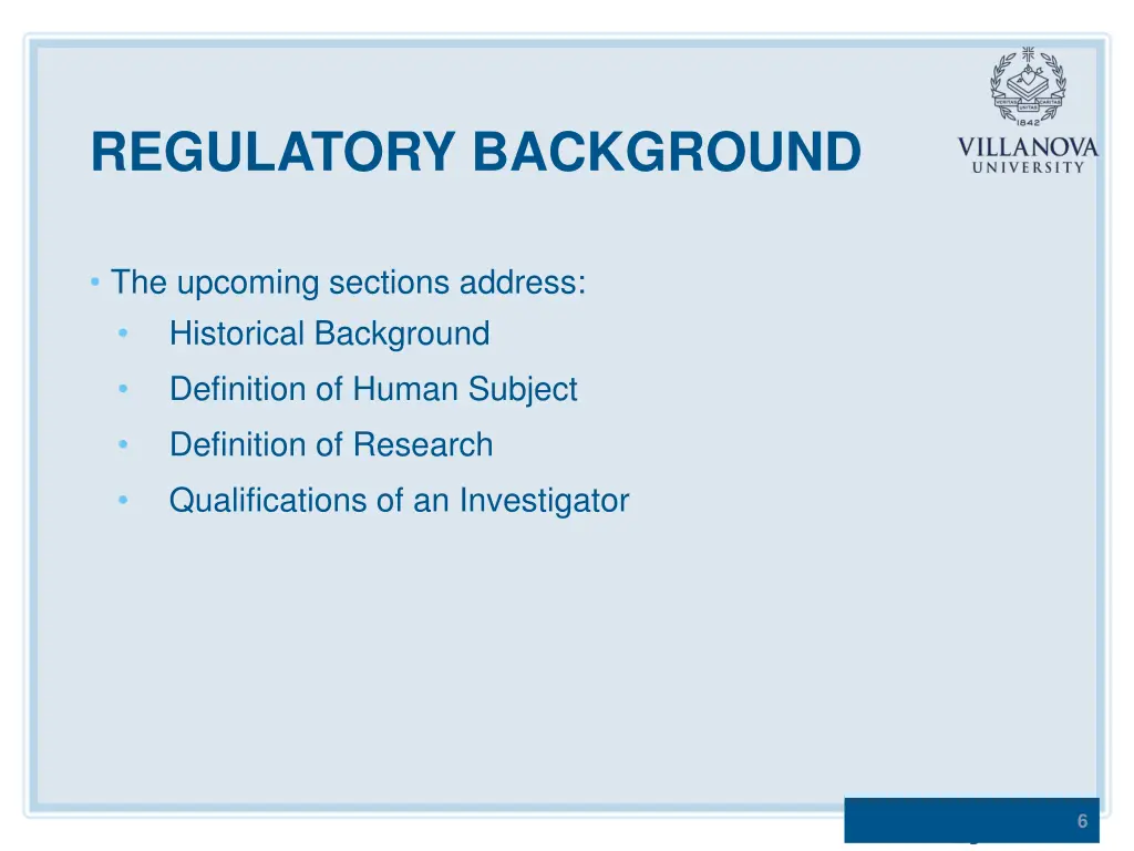 regulatory background