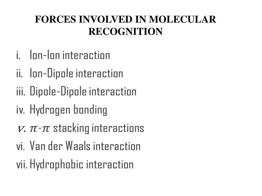 forces involved in molecular recognition