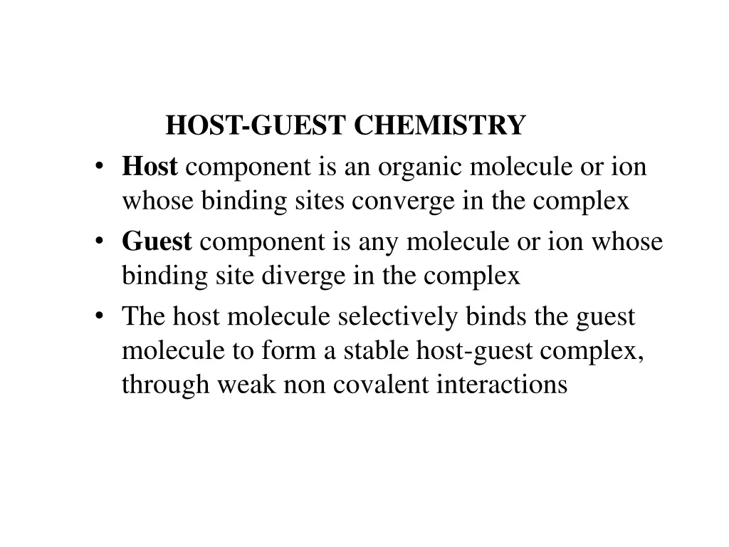 host guest chemistry host component is an organic