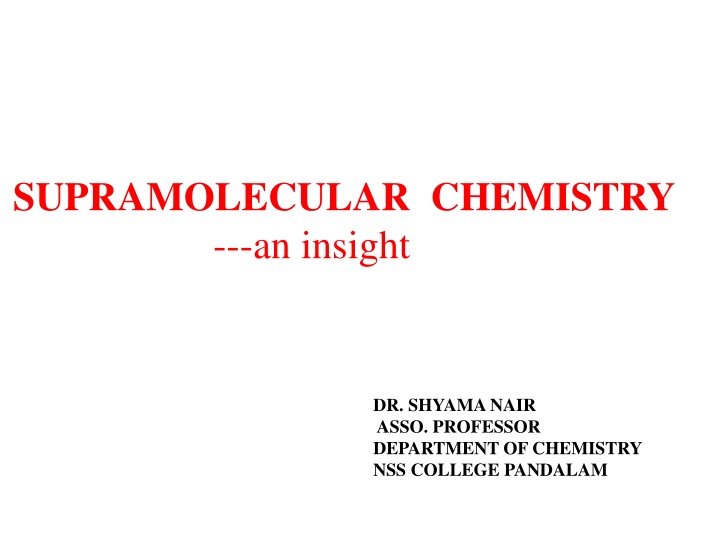 supramolecular chemistry an insight