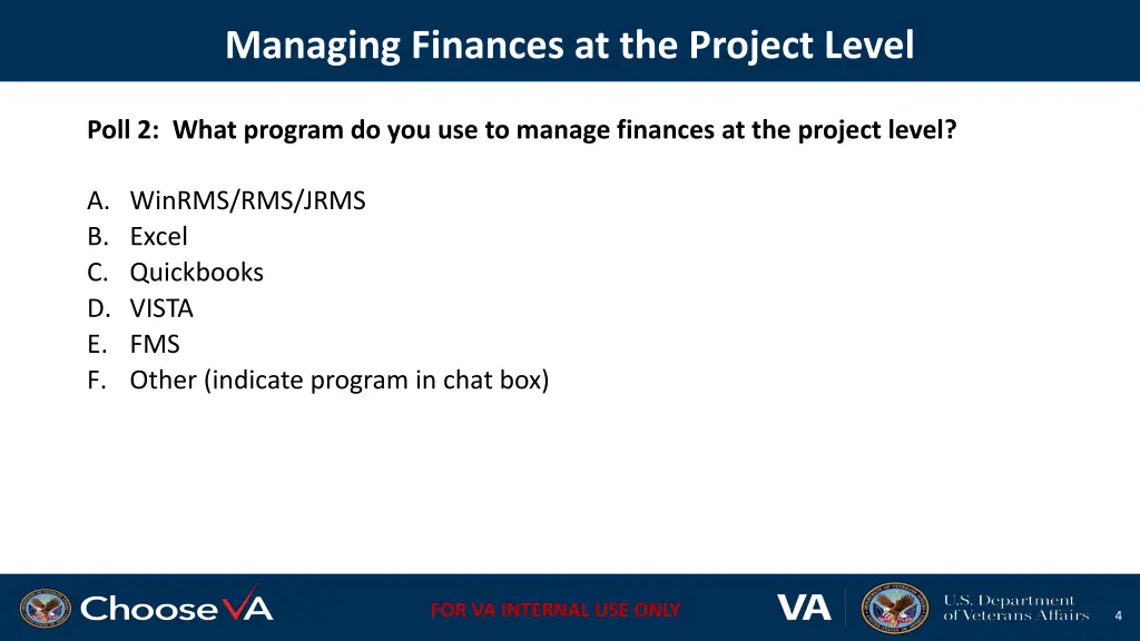 managing finances at the project level