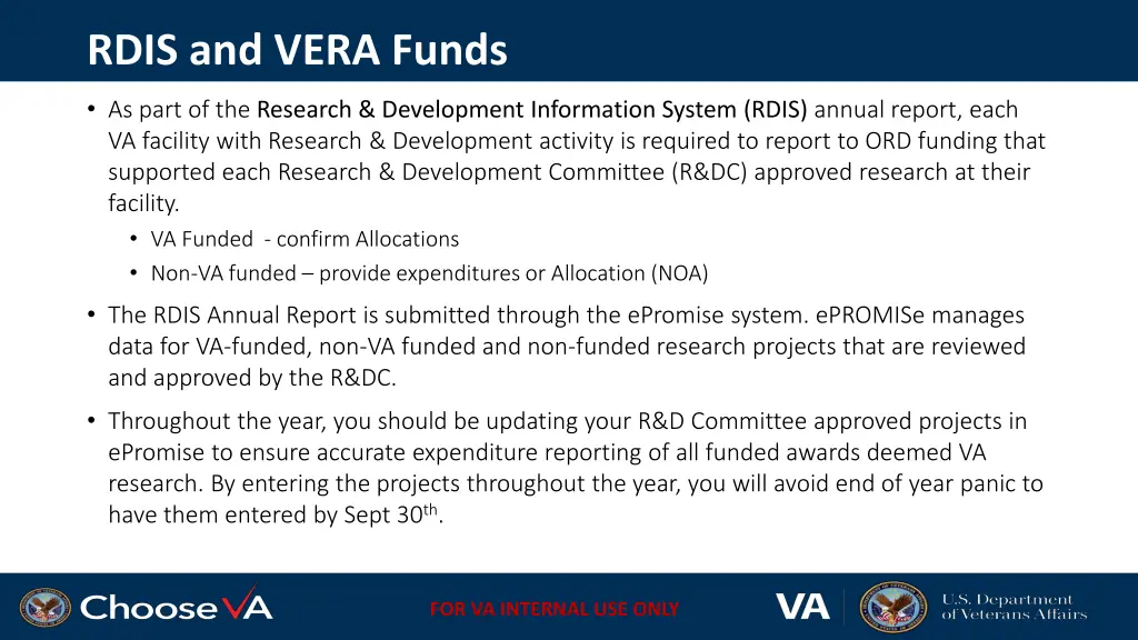 rdis and vera funds