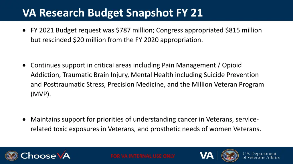 va research budget snapshot fy 21