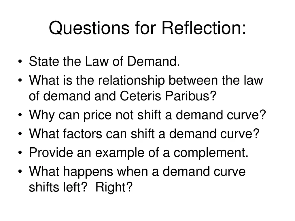 questions for reflection