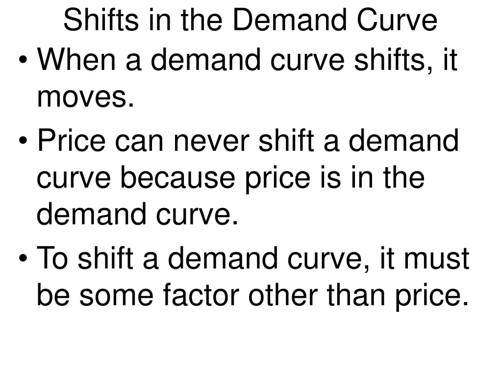 shifts in the demand curve when a demand curve