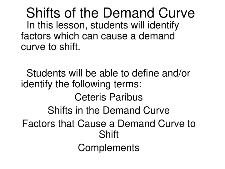 shifts of the demand curve in this lesson