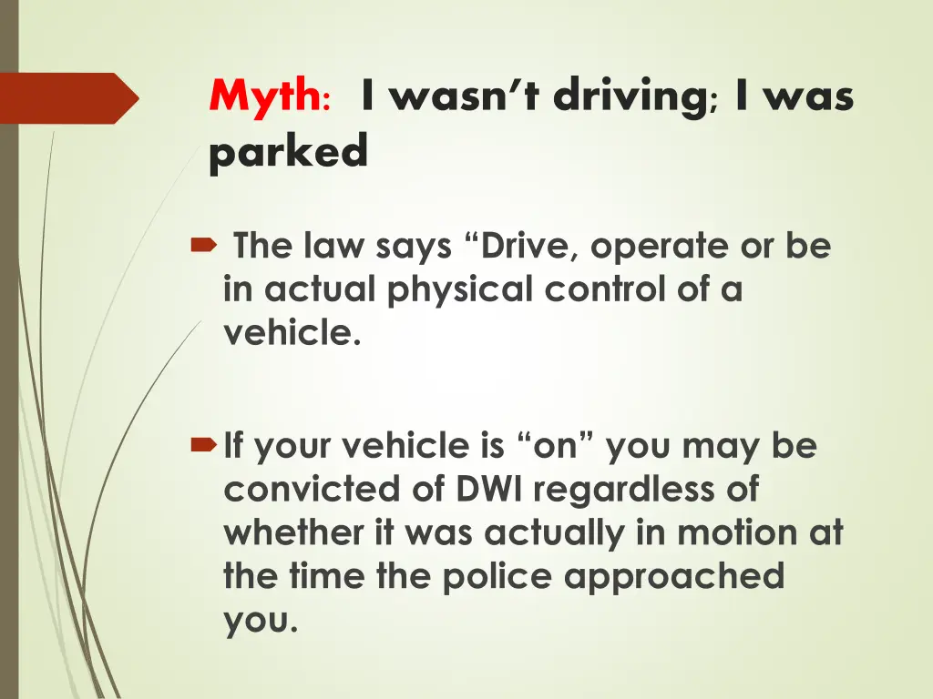 myth i wasn t driving i was parked