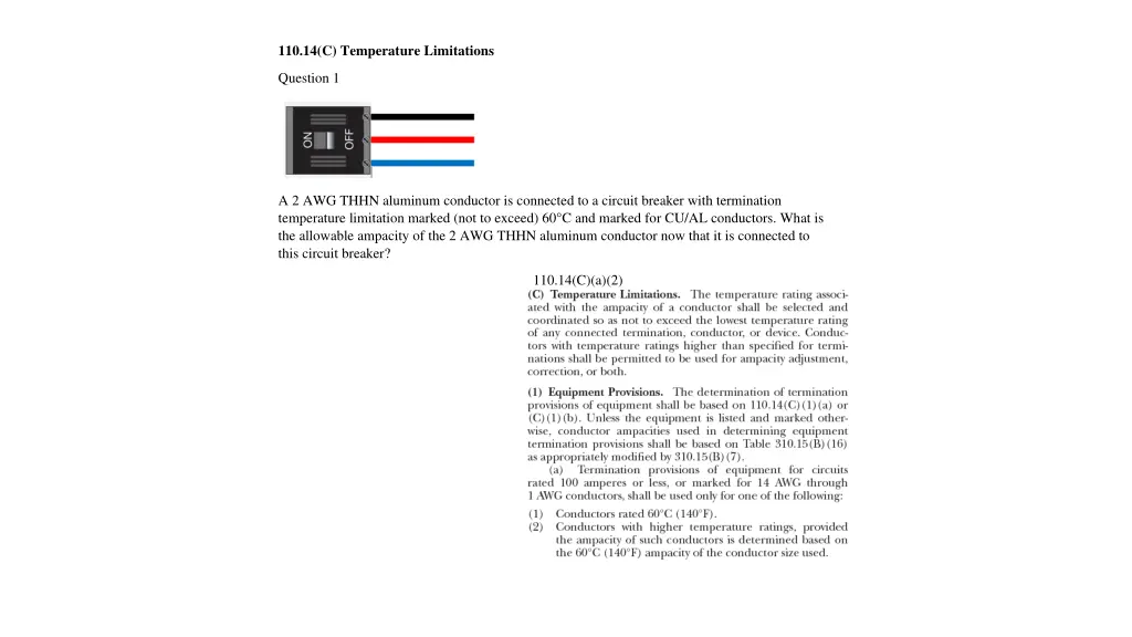 110 14 c temperature limitations