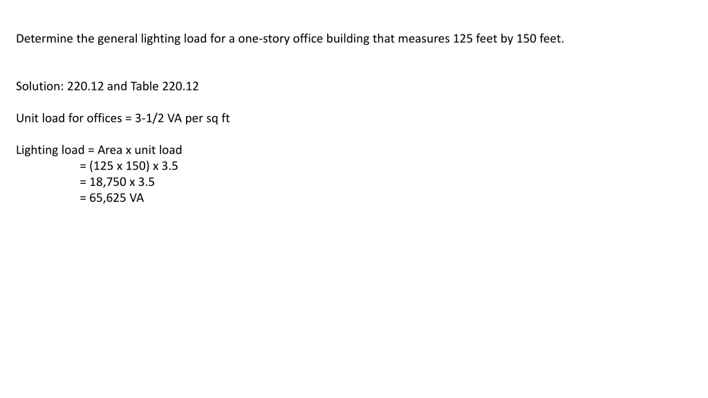 determine the general lighting load 1