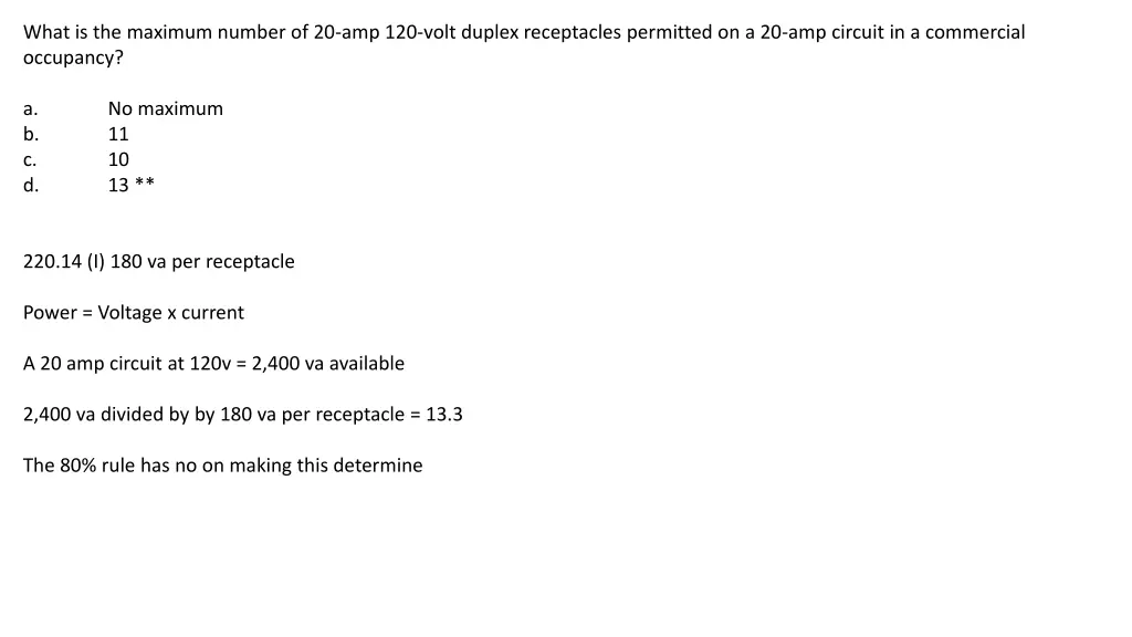 what is the maximum number of 20 amp 120 volt 1