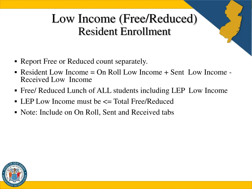 low income free reduced resident enrollment