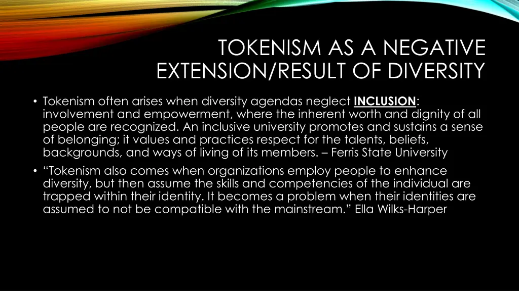 tokenism as a negative extension result 1